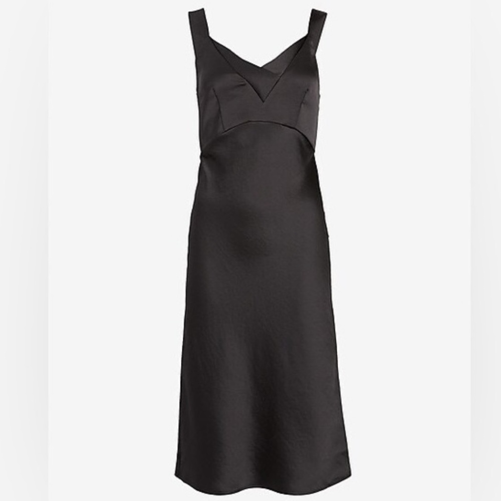 Express || satin v neck midi slip dress